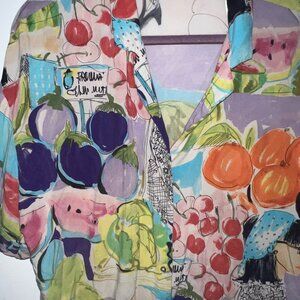 Zara Button Up MultiColor Vacation Art